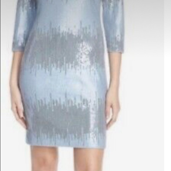 Vince Camuto Blue and Silver sequined dress zippered back SZ 8 - Picture 2 of 6